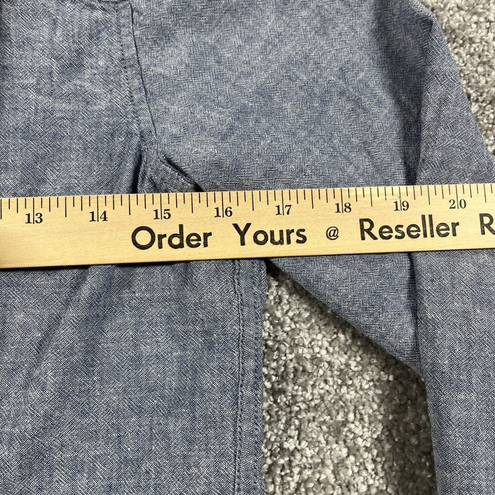 North Face Button Up‎ Shirt Womens Small Linen Cotton Chambray Long Sleeve Blue - Picture 12 of 14
